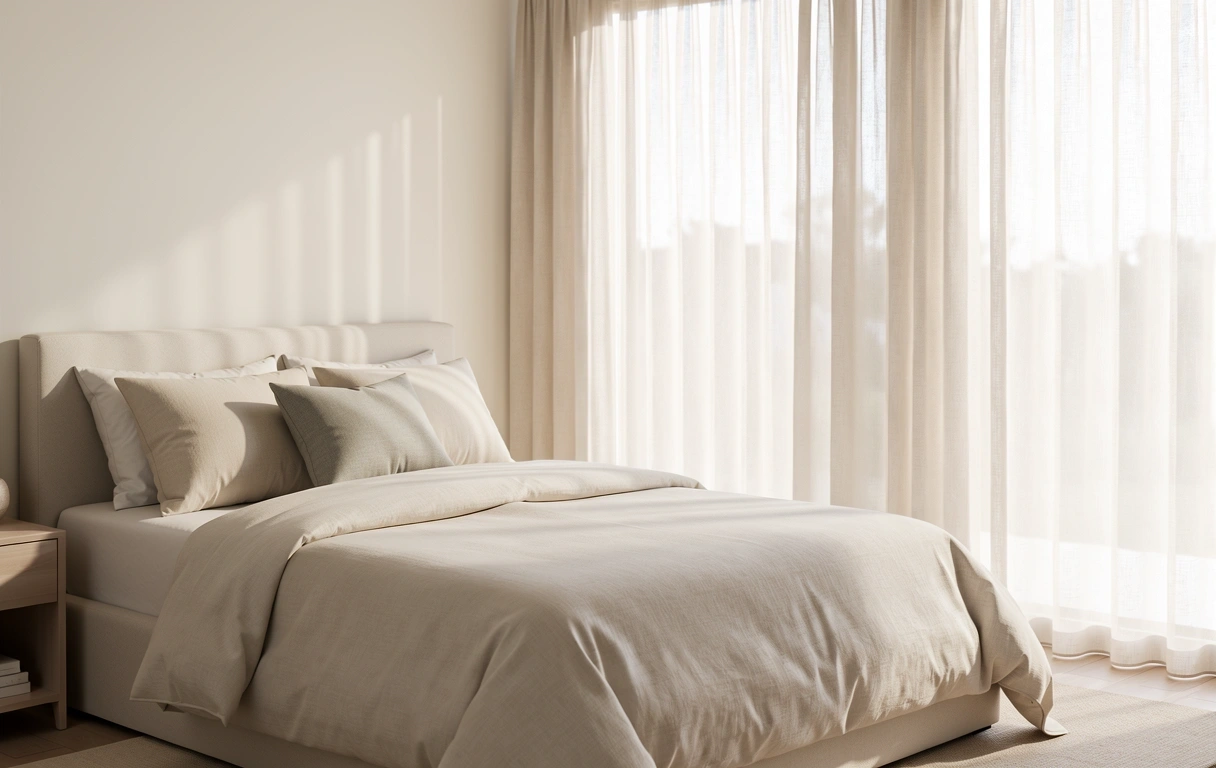 Ruhige Morgenstimmung in einem Schlafzimmer
